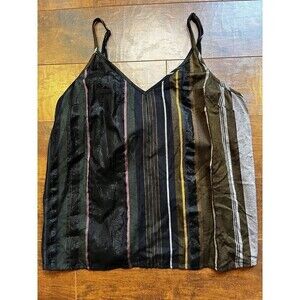 Evereve Peyton Jensen Black Multi Stripe Cami Tank Shirt NWT Sz M